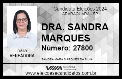 Candidato DRA. SANDRA MARQUES 2024 - ARARAQUARA - Eleições