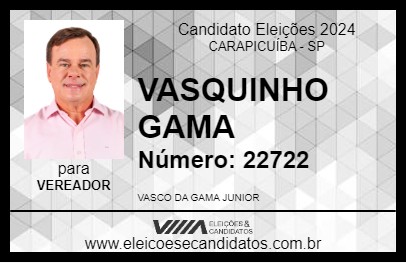 Candidato VASQUINHO GAMA 2024 - CARAPICUÍBA - Eleições