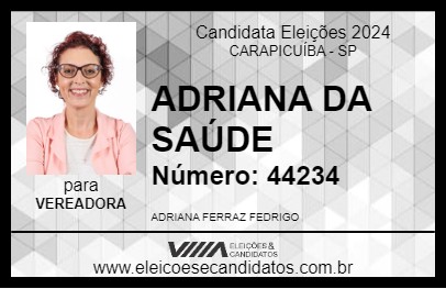 Candidato ADRIANA DA SAÚDE 2024 - CARAPICUÍBA - Eleições