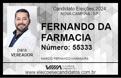 Candidato FERNANDO DA FARMACIA 2024 - NOVA CAMPINA - Eleições