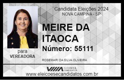 Candidato MEIRE DA ITAOCA 2024 - NOVA CAMPINA - Eleições