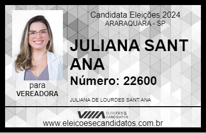 Candidato JULIANA SANT  ANA 2024 - ARARAQUARA - Eleições