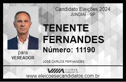 Candidato TENENTE FERNANDES 2024 - JUNDIAÍ - Eleições