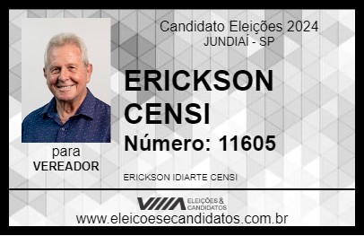 Candidato ERICKSON CENSI 2024 - JUNDIAÍ - Eleições