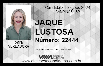 Candidato JAQUE LUSTOSA 2024 - CAMPINAS - Eleições