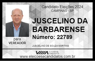 Candidato JUSCELINO DA BARBARENSE 2024 - CAMPINAS - Eleições