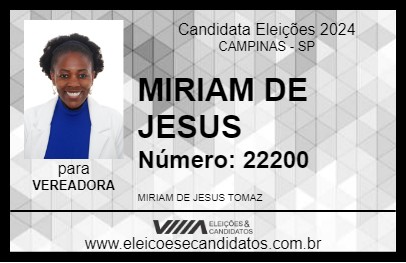 Candidato MIRIAM DE JESUS 2024 - CAMPINAS - Eleições