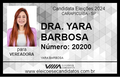 Candidato DRA. YARA BARBOSA 2024 - CARAPICUÍBA - Eleições