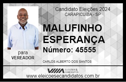 Candidato MALUFINHO ESPERANÇA 2024 - CARAPICUÍBA - Eleições