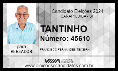 Candidato TANTINHO 2024 - CARAPICUÍBA - Eleições