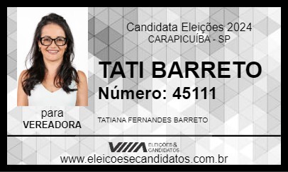 Candidato TATI BARRETO 2024 - CARAPICUÍBA - Eleições