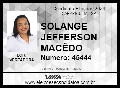 Candidato SOLANGE JEFFERSON MACÊDO 2024 - CARAPICUÍBA - Eleições