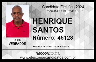 Candidato HENRIQUE SANTOS 2024 - FRANCISCO MORATO - Eleições