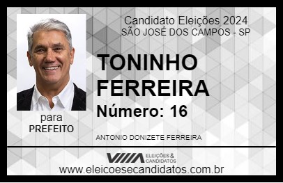 Candidato TONINHO FERREIRA 2024 - SÃO JOSÉ DOS CAMPOS - Eleições