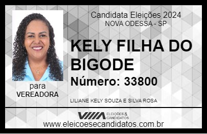 Candidato KELY FILHA DO BIGODE 2024 - NOVA ODESSA - Eleições