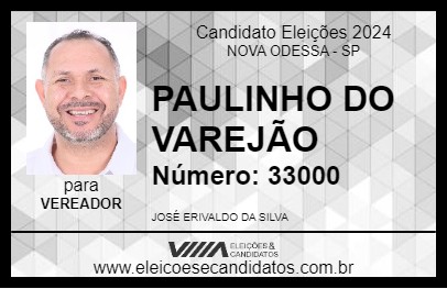 Candidato PAULINHO DO VAREJÃO 2024 - NOVA ODESSA - Eleições