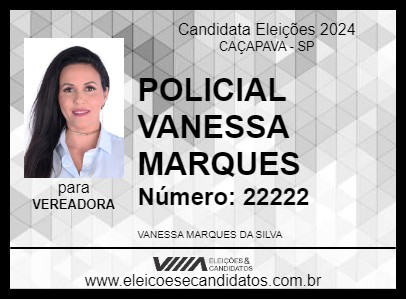 Candidato POLICIAL VANESSA MARQUES 2024 - CAÇAPAVA - Eleições