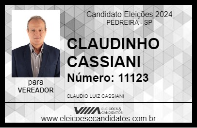 Candidato CLAUDINHO CASSIANI 2024 - PEDREIRA - Eleições