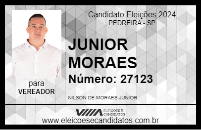 Candidato JUNIOR MORAES 2024 - PEDREIRA - Eleições