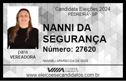 Candidato NANNI DA SEGURANÇA 2024 - PEDREIRA - Eleições