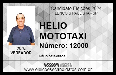 Candidato HELIO MOTOTAXI 2024 - LENÇÓIS PAULISTA - Eleições