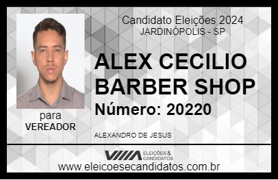 Candidato ALEX CECILIO BARBER SHOP 2024 - JARDINÓPOLIS - Eleições