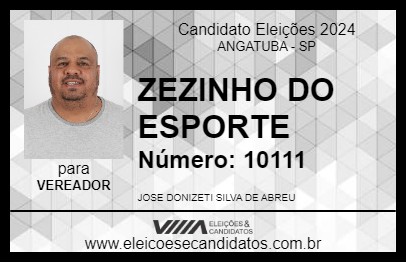 Candidato ZEZINHO DO ESPORTE 2024 - ANGATUBA - Eleições