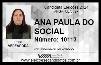 Candidato ANA PAULA DO SOCIAL 2024 - ANGATUBA - Eleições