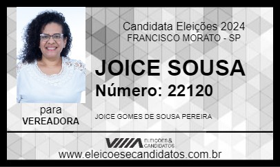 Candidato JOICE  SOUSA 2024 - FRANCISCO MORATO - Eleições