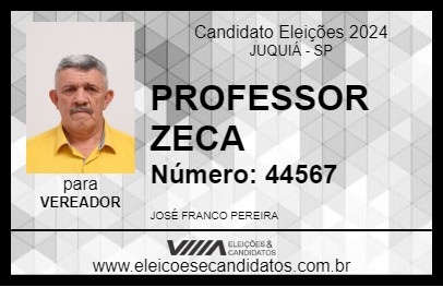 Candidato PROFESSOR ZECA 2024 - JUQUIÁ - Eleições