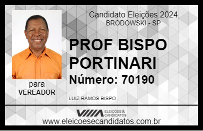 Candidato PROF BISPO PORTINARI 2024 - BRODOWSKI - Eleições