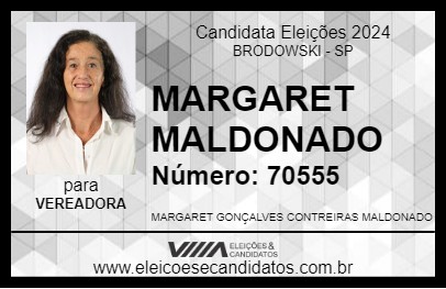 Candidato MARGARET MALDONADO 2024 - BRODOWSKI - Eleições