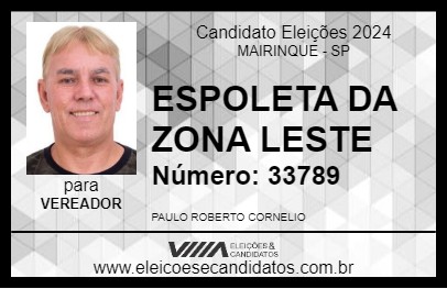 Candidato ESPOLETA DA ZONA LESTE 2024 - MAIRINQUE - Eleições