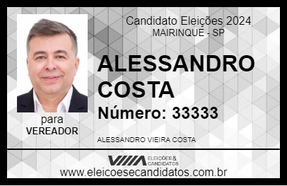 Candidato ALESSANDRO COSTA 2024 - MAIRINQUE - Eleições