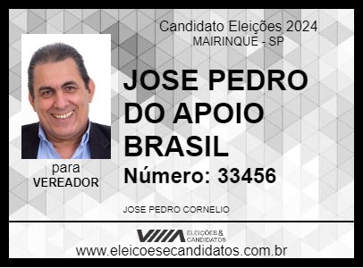 Candidato JOSE PEDRO DO APOIO BRASIL 2024 - MAIRINQUE - Eleições