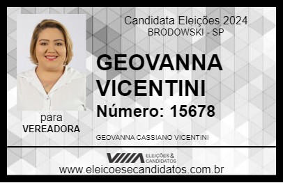 Candidato GEOVANNA VICENTINI 2024 - BRODOWSKI - Eleições