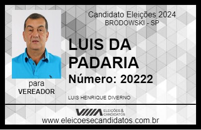 Candidato LUIS DA PADARIA 2024 - BRODOWSKI - Eleições