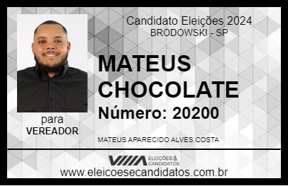 Candidato MATEUS CHOCOLATE 2024 - BRODOWSKI - Eleições