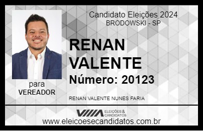 Candidato RENAN VALENTE 2024 - BRODOWSKI - Eleições