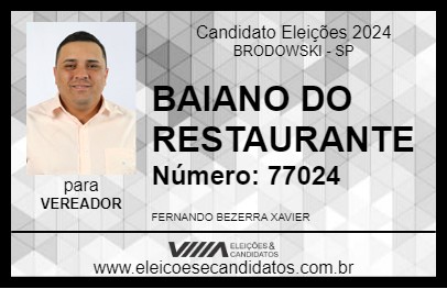 Candidato BAIANO DO RESTAURANTE 2024 - BRODOWSKI - Eleições