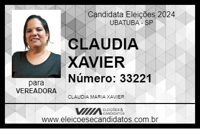 Candidato CLAUDIA XAVIER 2024 - UBATUBA - Eleições