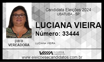 Candidato LUCIANA VIEIRA 2024 - UBATUBA - Eleições