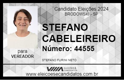 Candidato STEFANO CABELEIREIRO 2024 - BRODOWSKI - Eleições