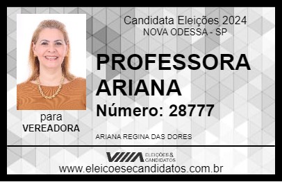 Candidato PROFESSORA ARIANA 2024 - NOVA ODESSA - Eleições