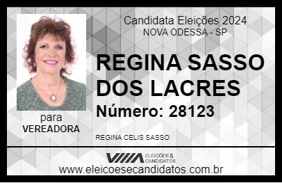 Candidato REGINA SASSO DOS LACRES 2024 - NOVA ODESSA - Eleições