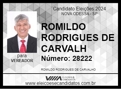 Candidato ROMILDO RODRIGUES DE CARVALHO 2024 - NOVA ODESSA - Eleições