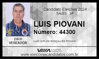 Candidato LUIS PIOVANI 2024 - SALES - Eleições