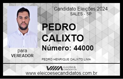 Candidato PEDRO CALIXTO 2024 - SALES - Eleições