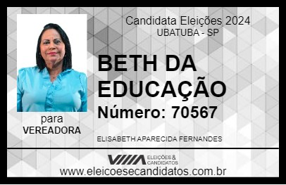 Candidato BETH DA EDUCAÇÃO 2024 - UBATUBA - Eleições