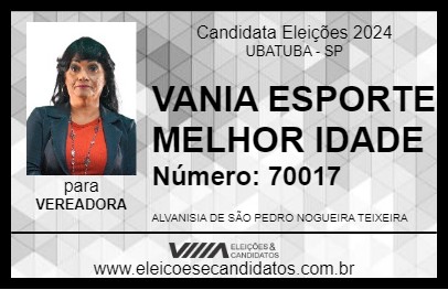 Candidato VANIA ESPORTE MELHOR IDADE 2024 - UBATUBA - Eleições